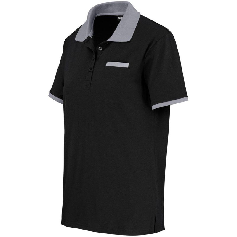 Ladies Caliber Golf Shirt- Black Grey