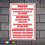 Beware of Dog Multilingual Business Sign