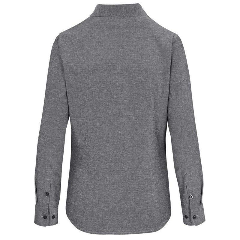 Ladies Long Sleeve Oxford Shirt- Dark Grey