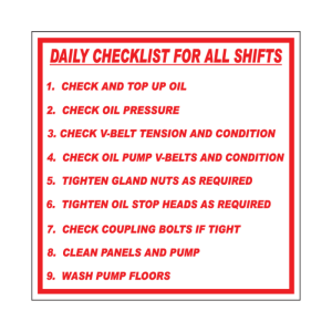 Daily Checklists For Shifts Sign