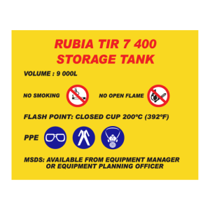 RUBIA Tir 7 400 Storage Tank Sign
