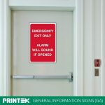 EMERGENCY EXIT ONLY ALARM WILL SOUND IF OPENED SAFETY SIGN (FE3)