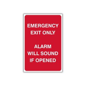 EMERGENCY EXIT ONLY ALARM WILL SOUND IF OPENED SAFETY SIGN (FE3)