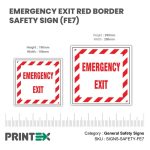 Emergency Exit Red Border Safety Sign (FE7)