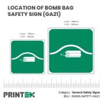 LOCATION OF BOMB BAG SAFETY SIGN (GA 21)