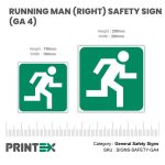 Running Man (Right) Safety Sign (GA4)