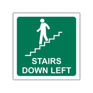 Stairs Going Down (Left) With Words Safety Sign (GA17A)