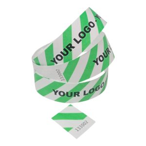 lime Striped Tyvek Wristbands printed