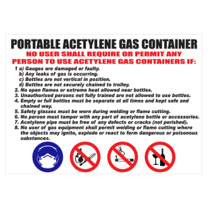 Acetylene Gas Container Sign