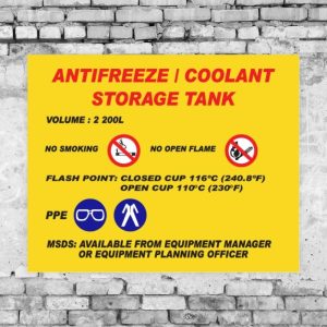 Antifreeze / Coolant Storage Tank Sign