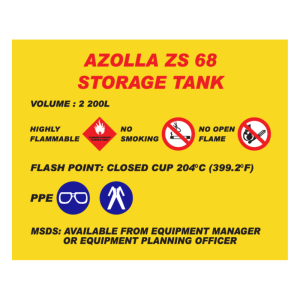 Azolla ZS68 Storage Tank Sign