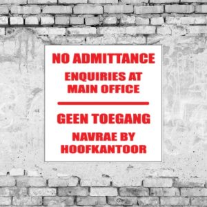 Enquiries At Main office Sign