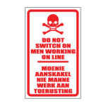 Men Working On Line Sign