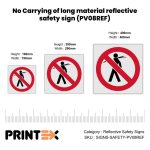 No Carrying of long material reflective safety sign (PV08REF)