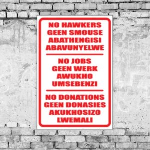No Jobs Hawkers Multilingual Sign