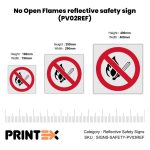 No Open Flames reflective safety sign (PV02REF)