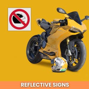 No wearing of Helmets beyond this point reflective safety sign (PV18REF)