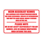 Notice No Responsibility Sign