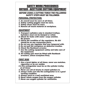 Oxygen Acetylene S.W.P Sign