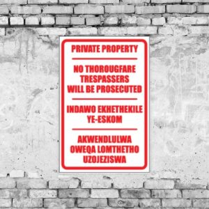 Private Property Trespassers Sign