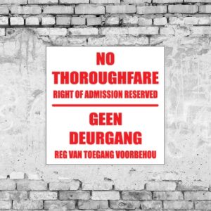 Right of Admission Sign