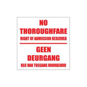 Right of Admission Sign