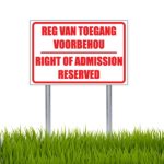 Standard Right Of Admission Sign