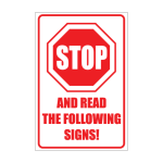 Stop and Read Sign