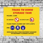 Trans TM 80W90 Storage Tank Sign