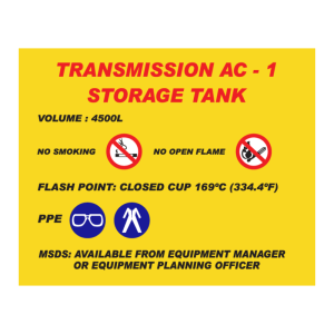 Transmission AC-1 Storage Tank Sign