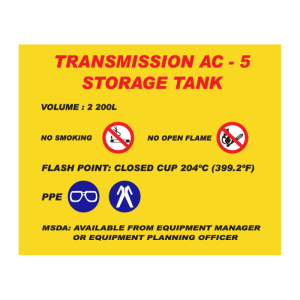 Transmission AC-5 Storage Tank Sign