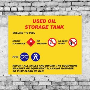 Used Oil Storage Tank Sign