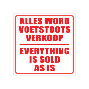 Voetstoots Sign