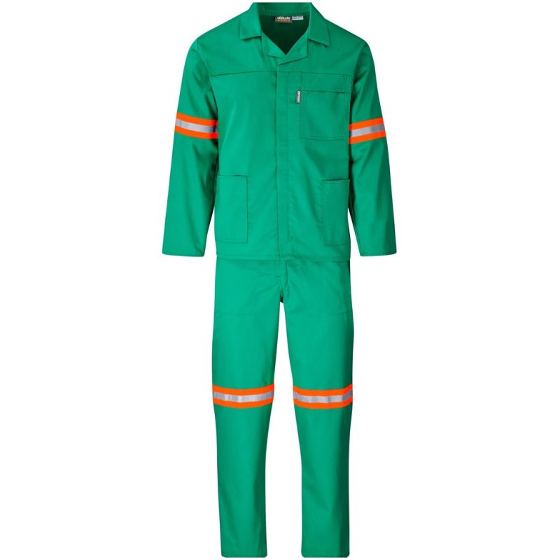 GREEN Trade Polycotton Conti Suit - Reflective Arms & Legs - Orange Tape
