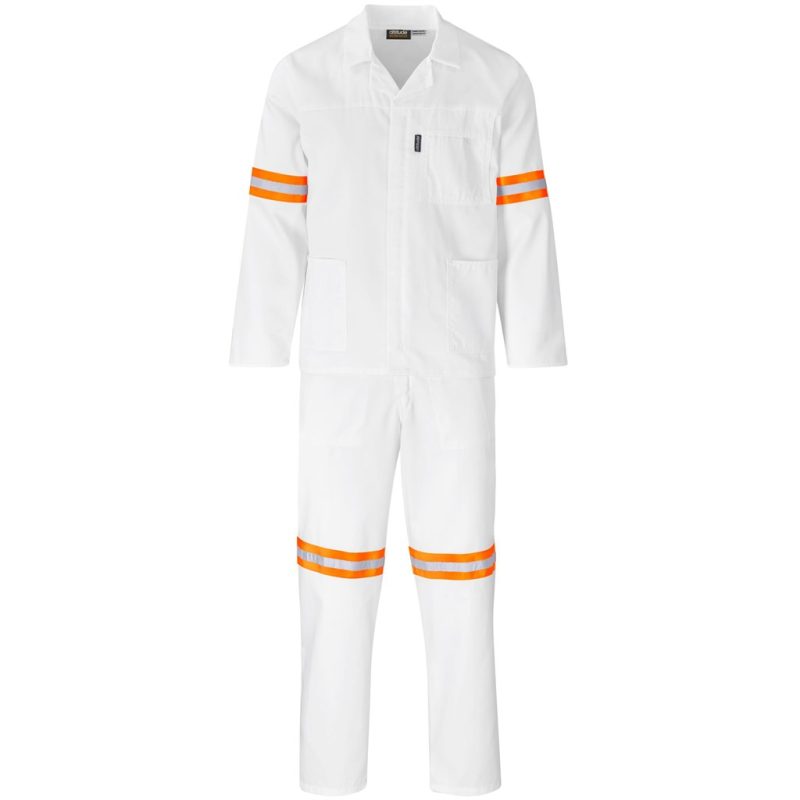 WHITE Trade Polycotton Conti - Suit Reflective Arms