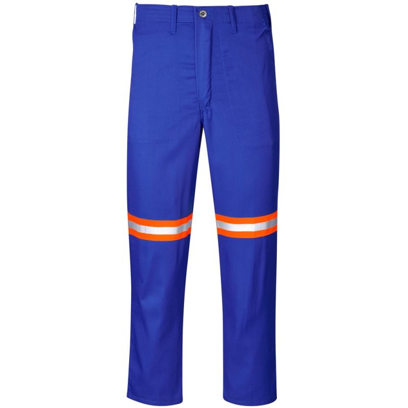 ROYAL BLUE Safety Polycotton Boiler Suit - Reflective Arms & Legs - Orange Tape