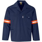 NAVY Site Premium Polycotton Jacket - Reflective Arms - Orange Tape