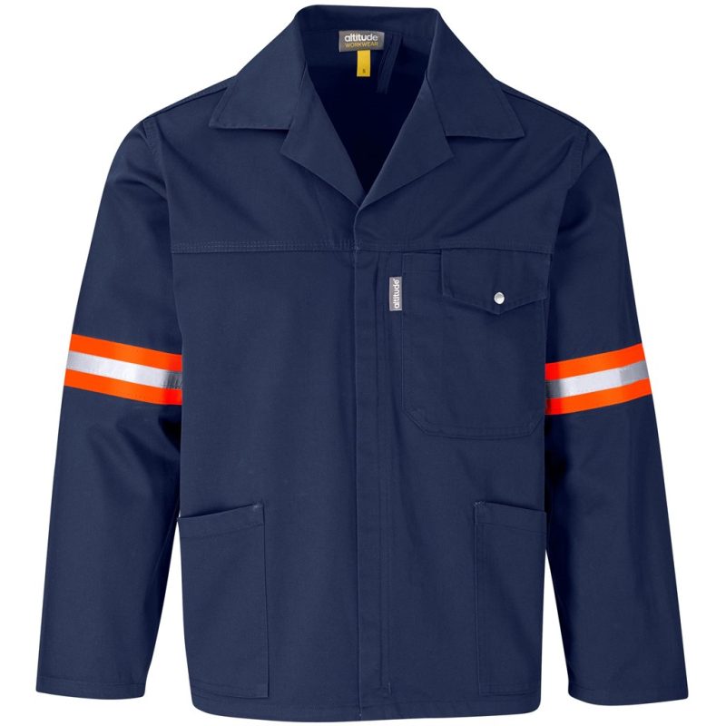 NAVY Site Premium Polycotton Jacket - Reflective Arms - Orange Tape