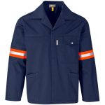 NAVY Site Premium Polycotton Jacket - Reflective Arms & Back - Orange Tape
