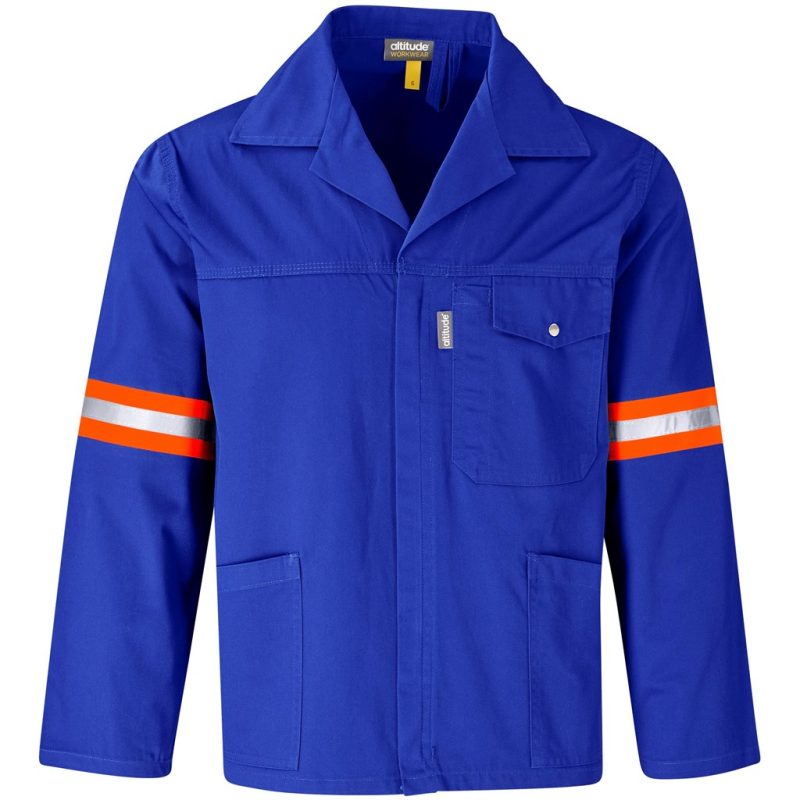 ROYAL BLUE Artisan Premium 100% Cotton Jacket - Reflective Arms & Back - Orange Tape