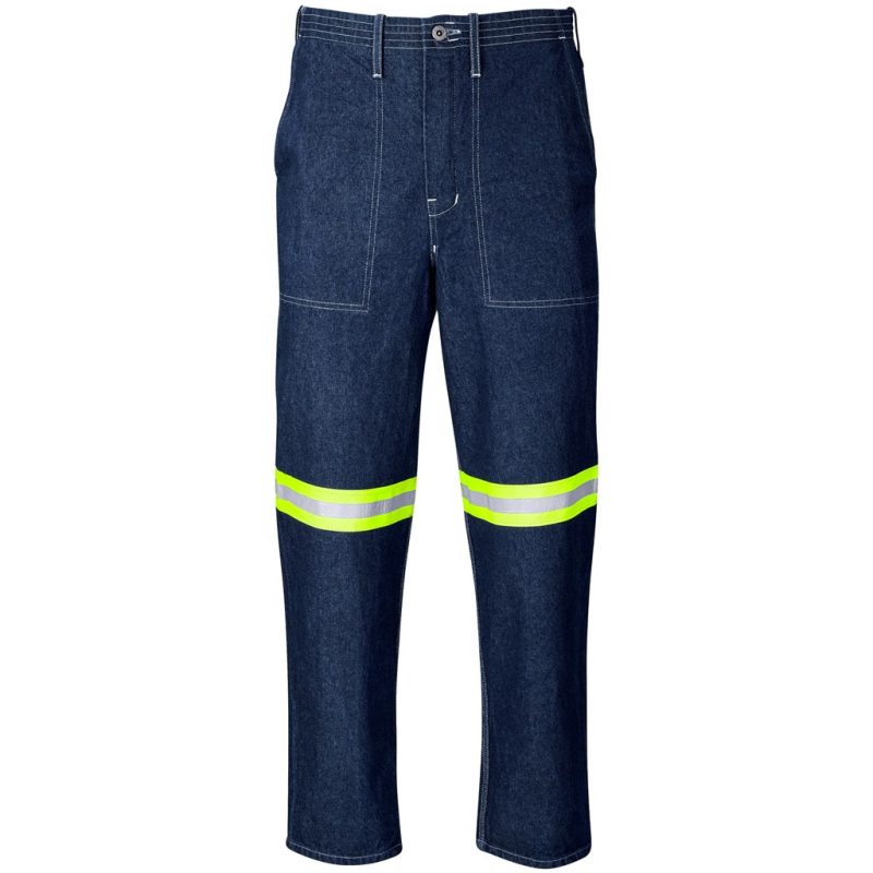 BLUE Cast Premium 100% Cotton Denim Pants - Reflective Legs - Orange Tape