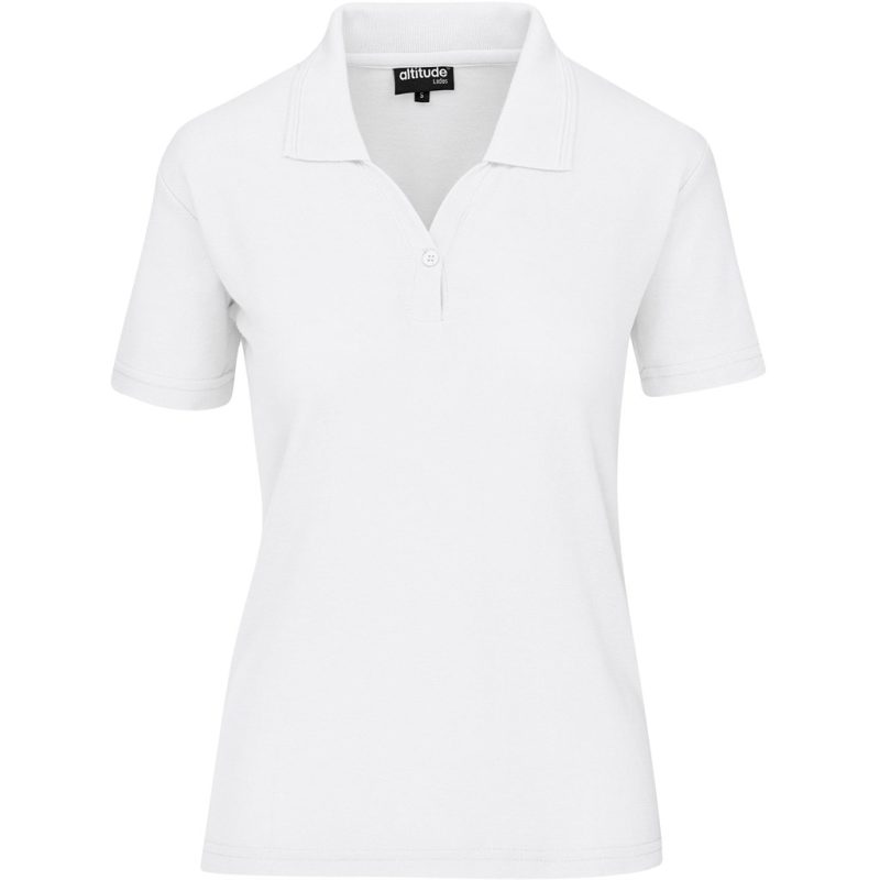 WHITE Ladies Basic Pique Golf Shirt