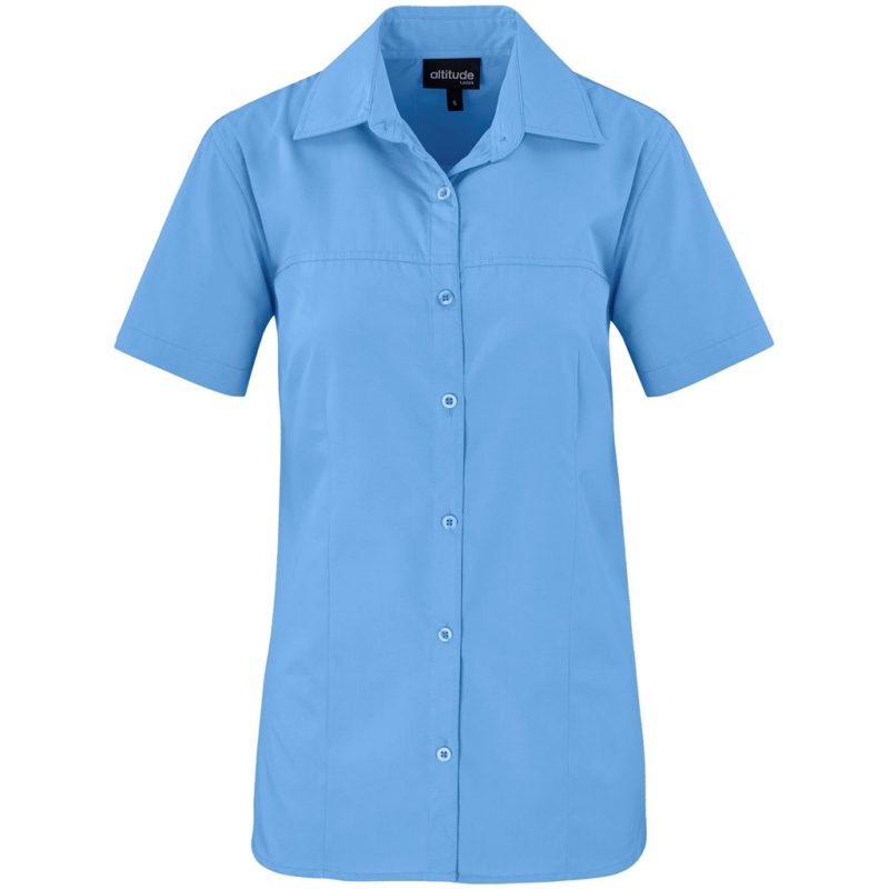 SKY BLUE Ladies Short Sleeve Empire Shirt
