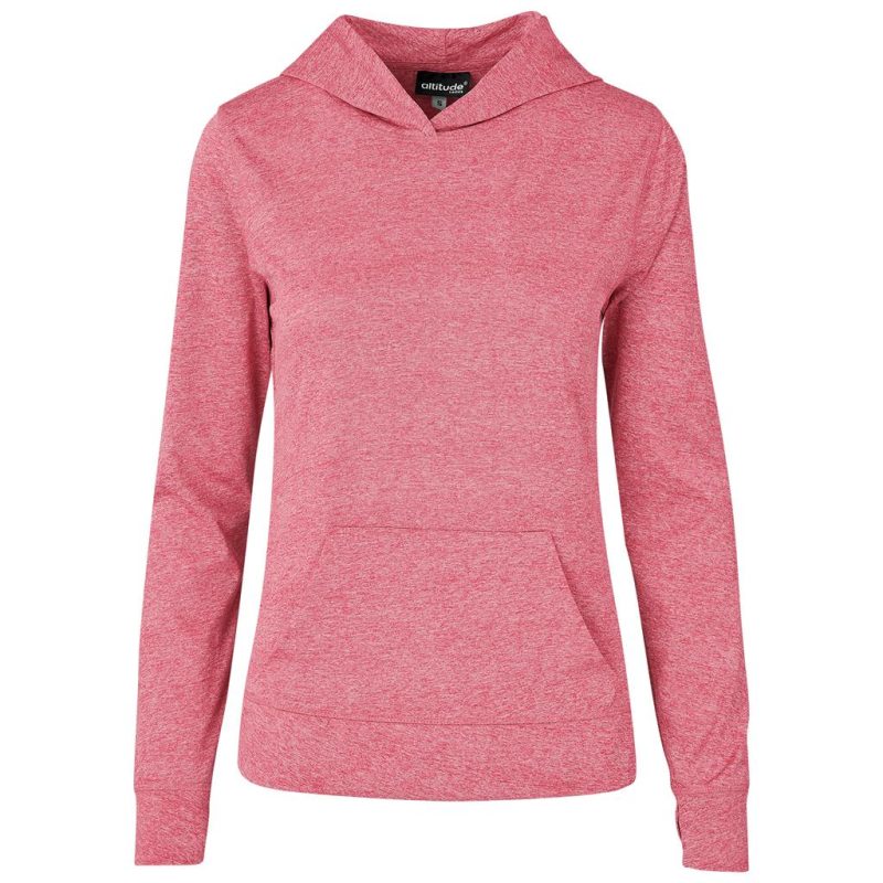 RED Ladies Fitness Lightweight Hooded Sweater - Red