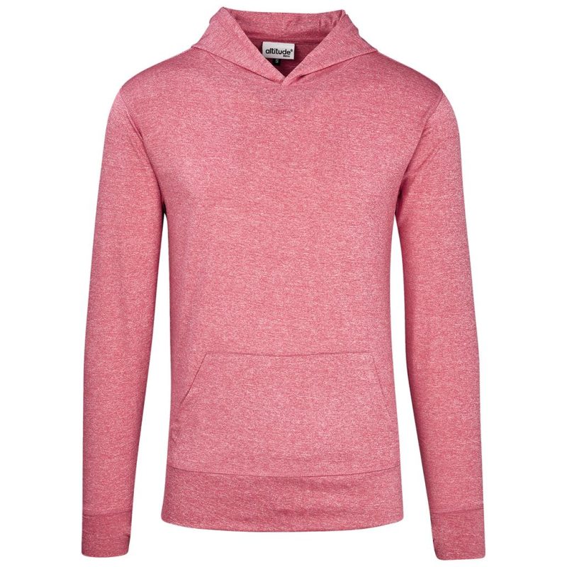 RED Mens Fitness Lightweight Hooded Sweater - Red