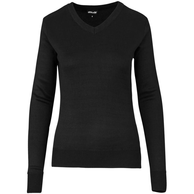ALT-PRLL-BL_1024X1024 BLACK Ladies Long Sleeve Peru V-Neck Jersey - Black