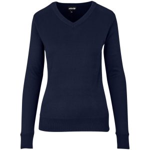NAVY Ladies Long Sleeve Peru V-Neck Jersey - Navy