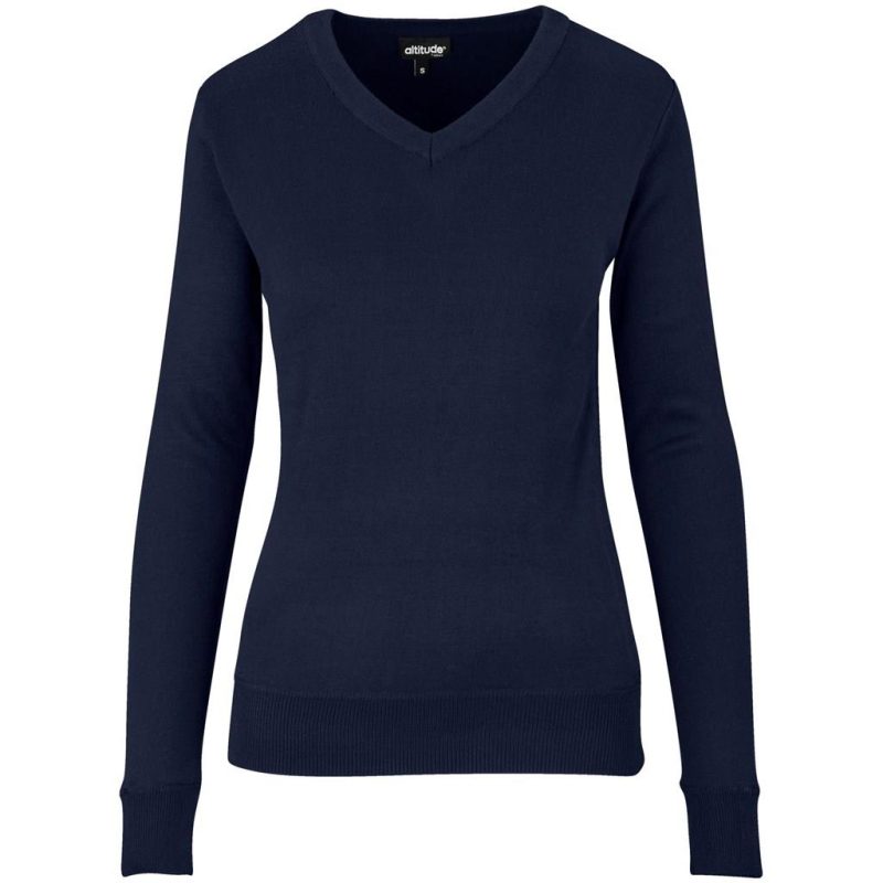 NAVY Ladies Long Sleeve Peru V-Neck Jersey - Navy