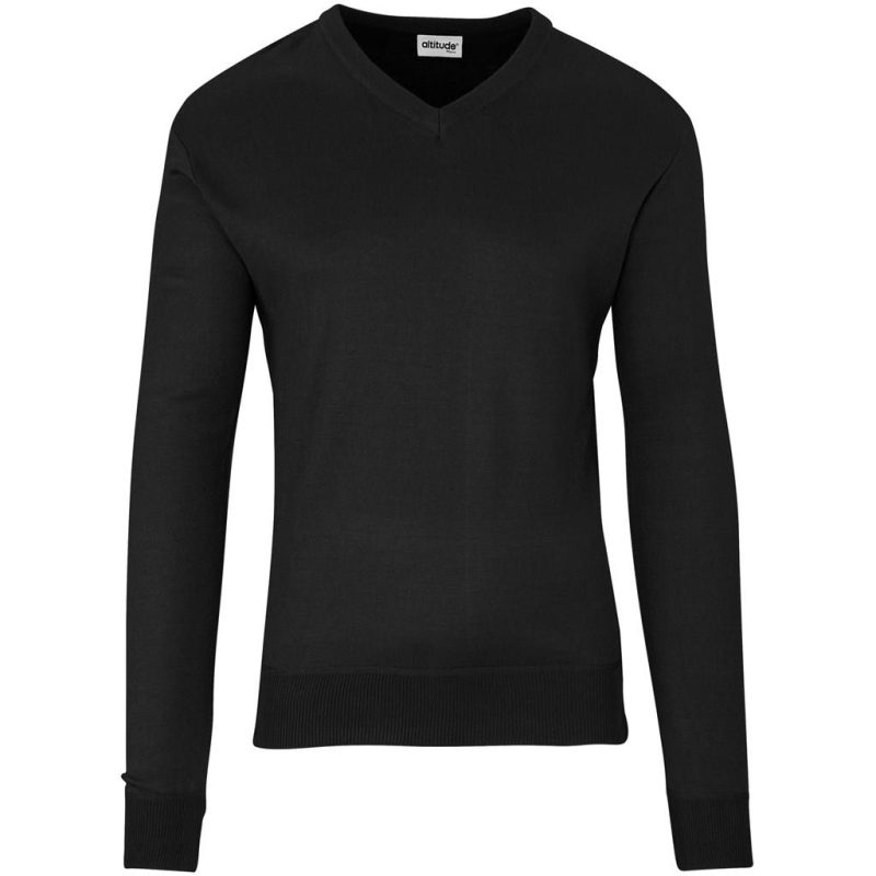 ALT-PRUL-BL_1024X1024 BLACK Mens Long Sleeve Peru V-Neck Jersey - Black