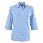 SKY BLUE Ladies 3/4 Sleeve Sally Casual Shirt - Sky Blue